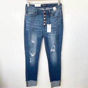 JUDY BLUE Los Angeles Distressed Skinny Fit Cuff Denim Jeans BRAND NEW Size 29